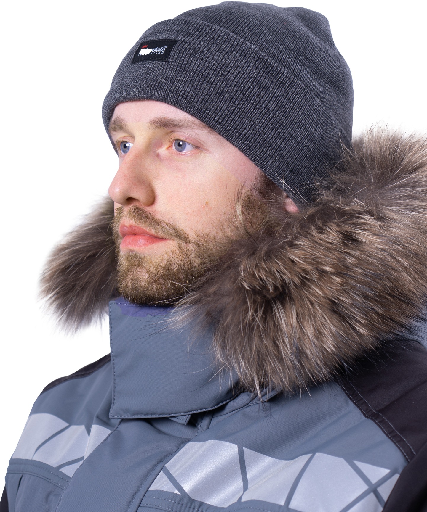 Шапка трикотажная двойная с утеплителем Тинсулейт®, серая