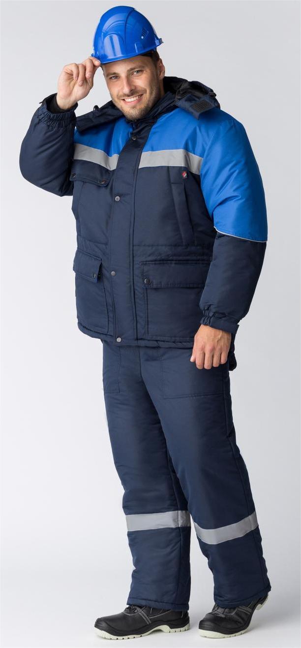 Костюм СИБЕР ВИНДСТОП СОП утепленный, темно-синий/васильковый
