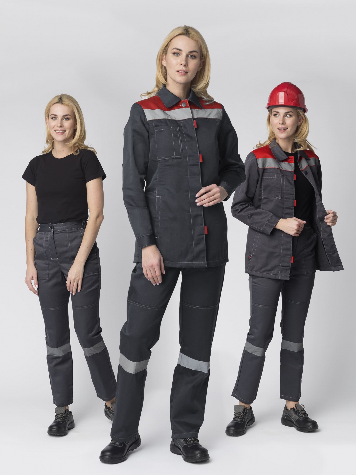 Костюм ВЕСНА-1 СОП CH женский, т.серый/красный