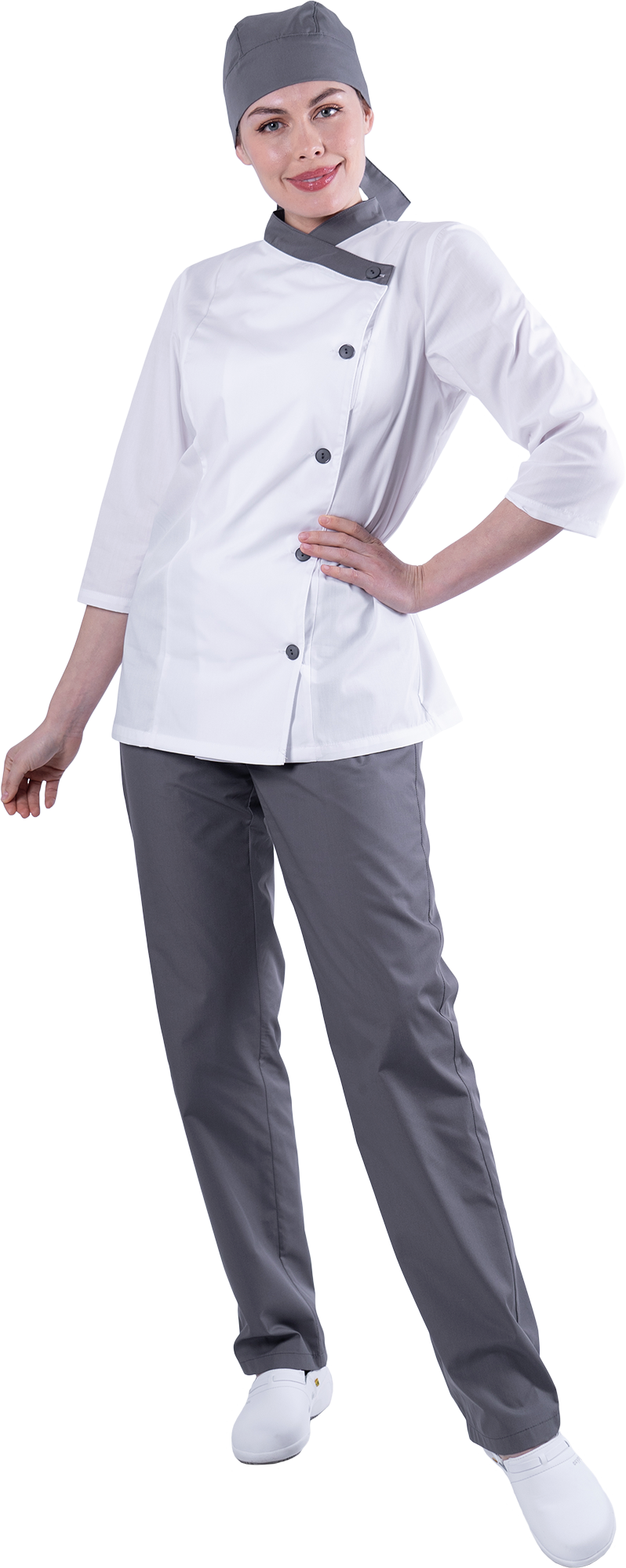Костюм БИСТРО, белый-т.серый, женский