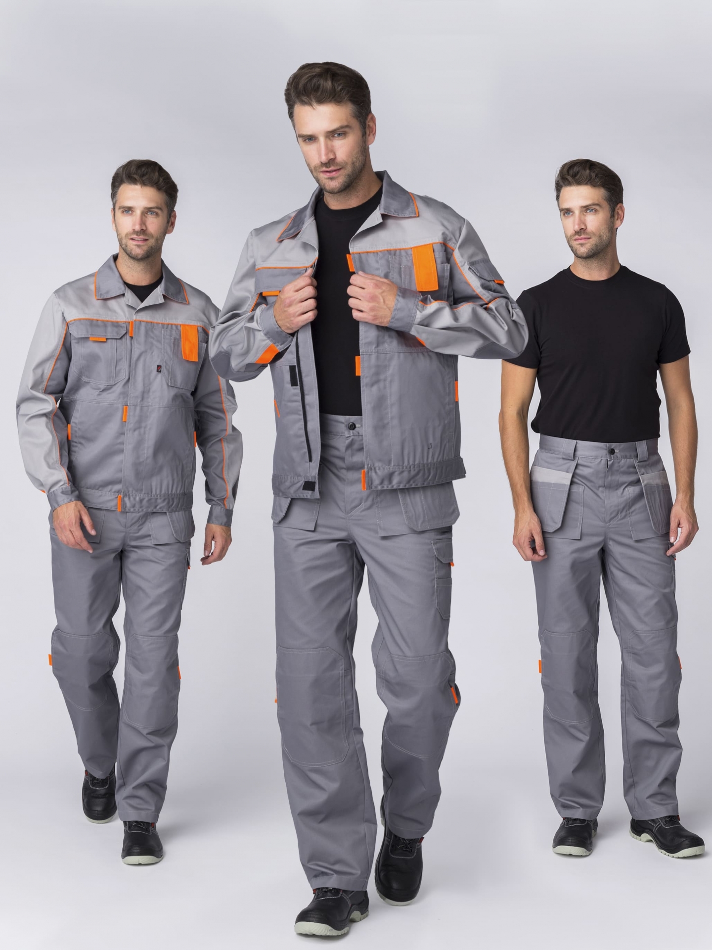 Костюм СОЮЗ-Профессионал-1 CH, серый/св.серый/оранжевый