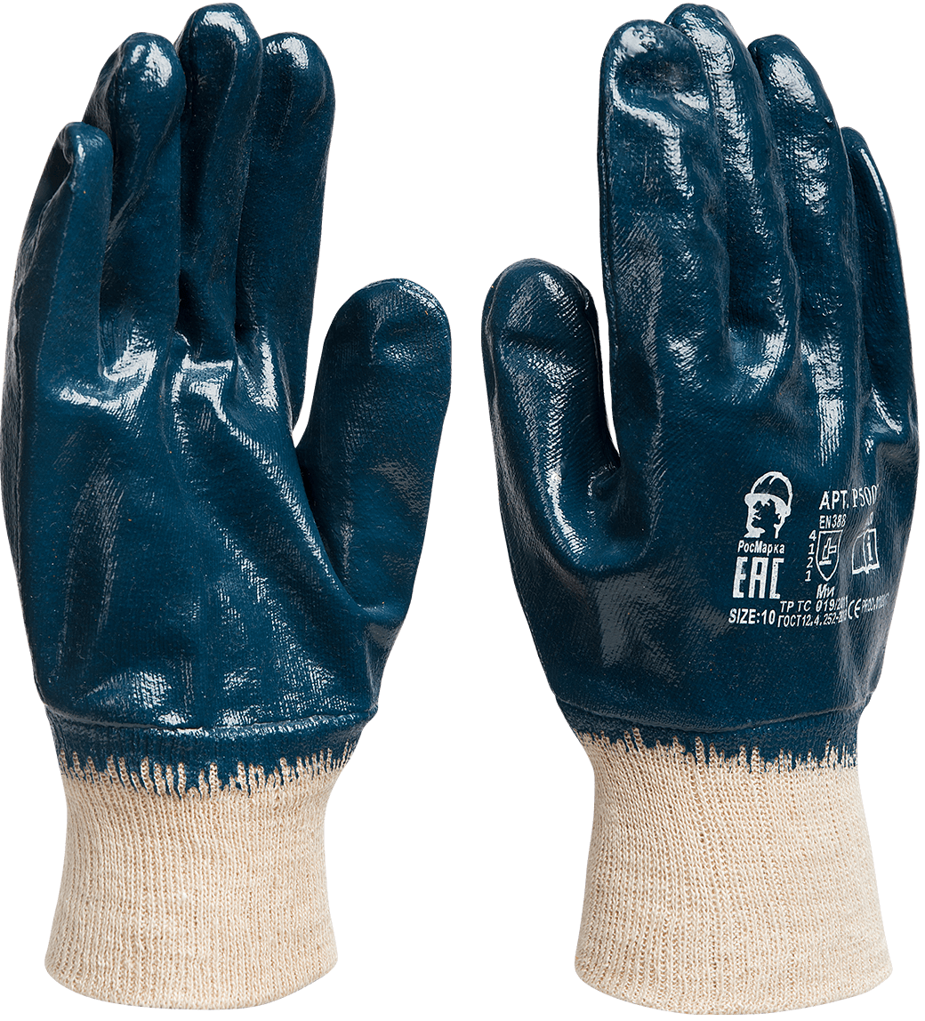 Перчатки НИТРИЛОВЫЕ РП, полный облив, резинка