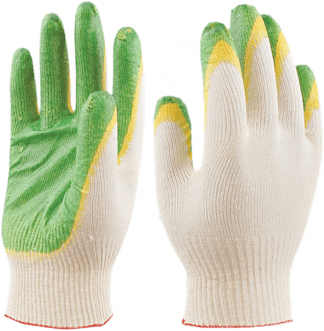 Перчатки ГРИН, х/б с 2-м латексом