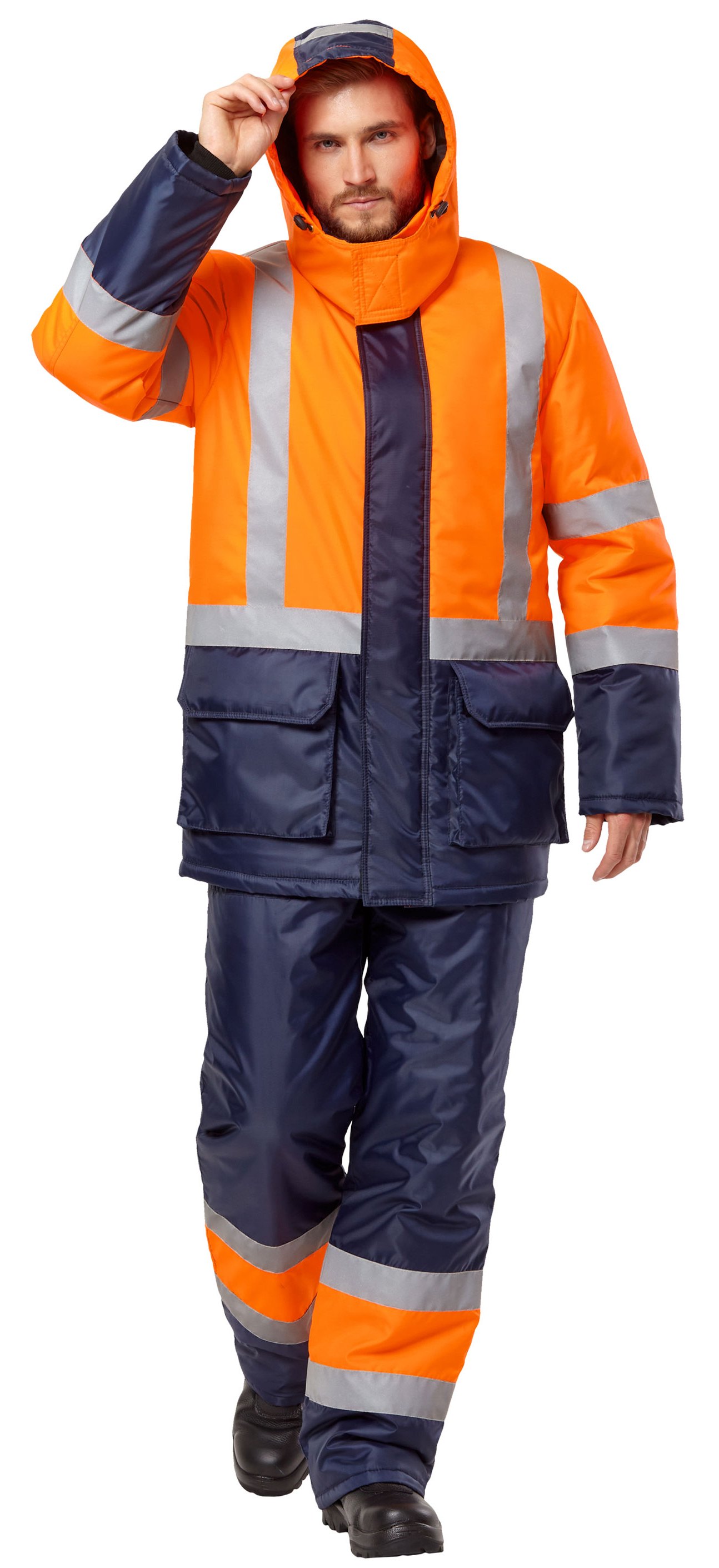 Костюм сигнальный утеплённый оранжевый/синий