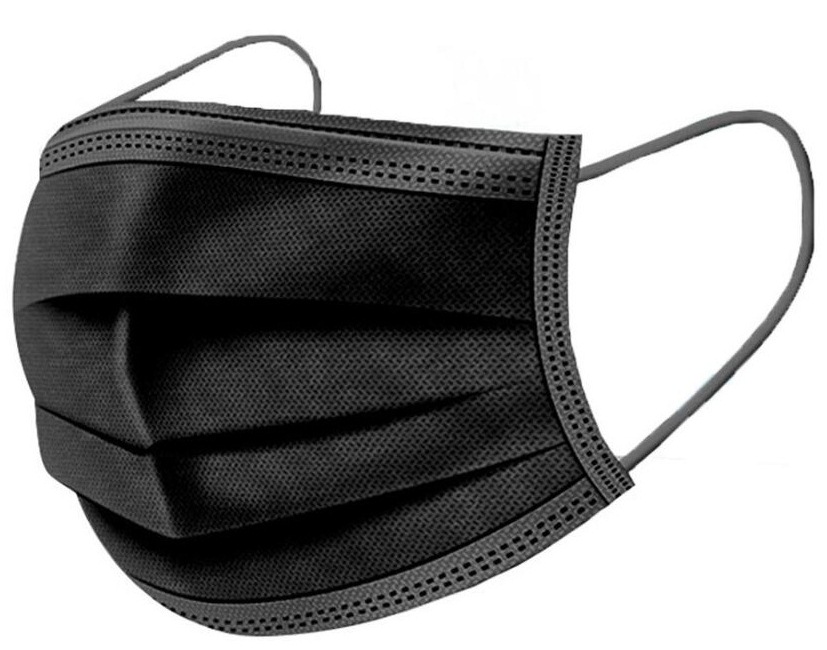 Маска ЗАЩИТНАЯ, 3-х слойная, мельтблаун, чёрная