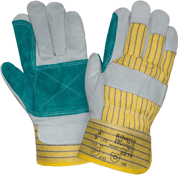 Перчатки ДОКЕР, (P2201/0110), спилок, х/б, усиленный наладонник, жесткий манжет, подкладка