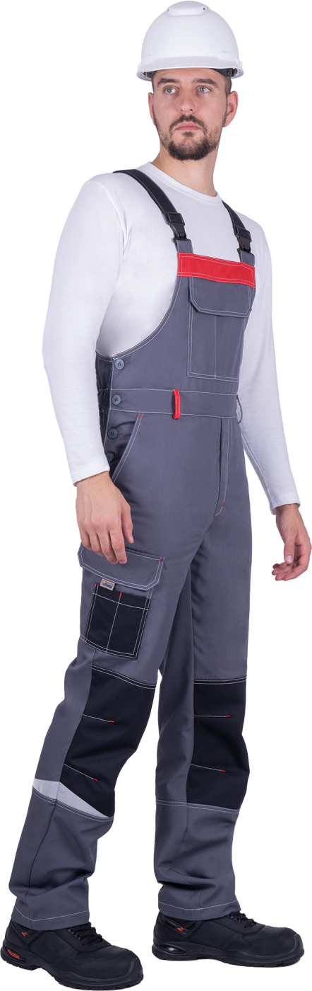 Полукомбинезон ТУРБО SAFETY, серый-чёрный-красный