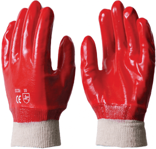 Перчатки ГРАНАТ, с ПВХ покрытием, интерлок, полный облив, резинка