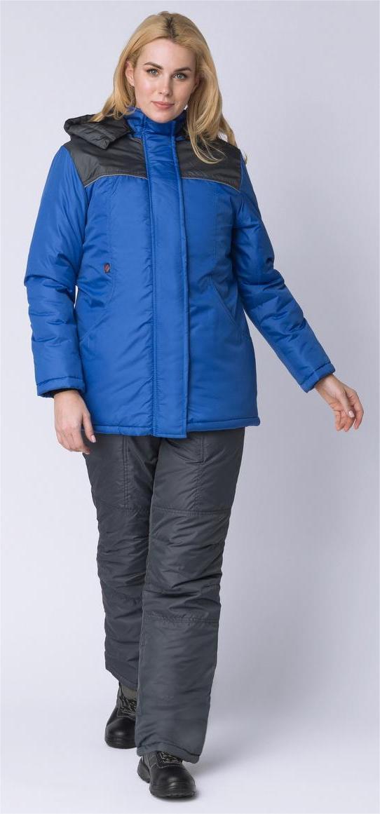 Куртка СНЕЖАНА утепленная женская, васильковый/темно-серый