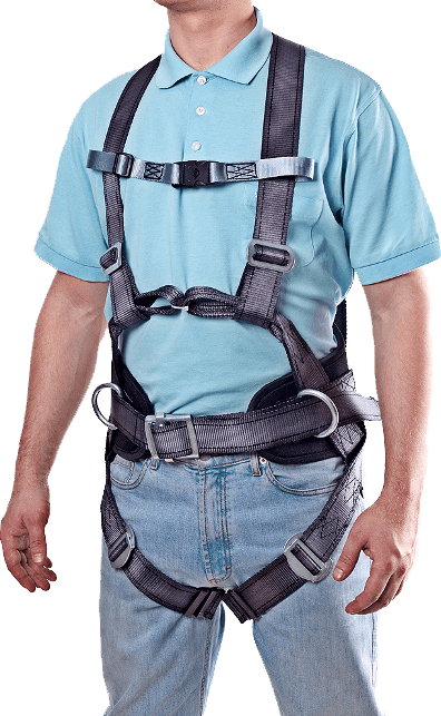 Страховочная привязь BG СПР-04, наплечные/набедренные лямки, высокий плотный кушак