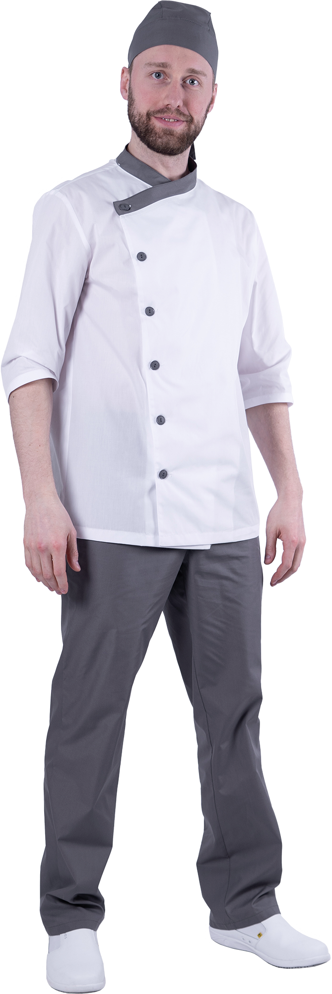 Костюм БИСТРО, белый-т.серый