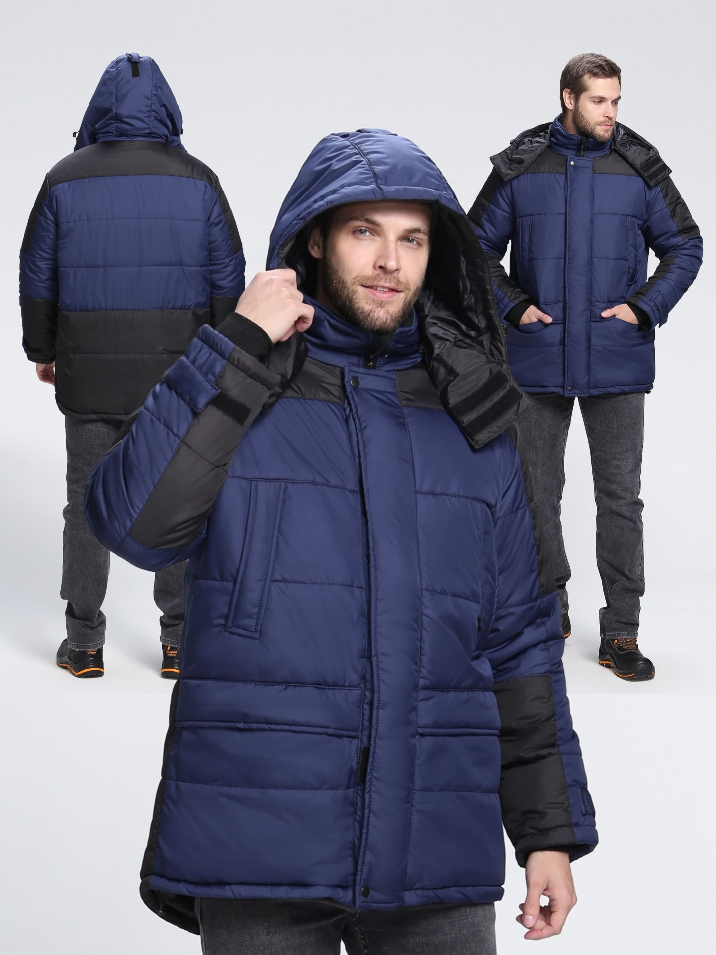 Куртка ЕВРОПА утепленная, синий/черный