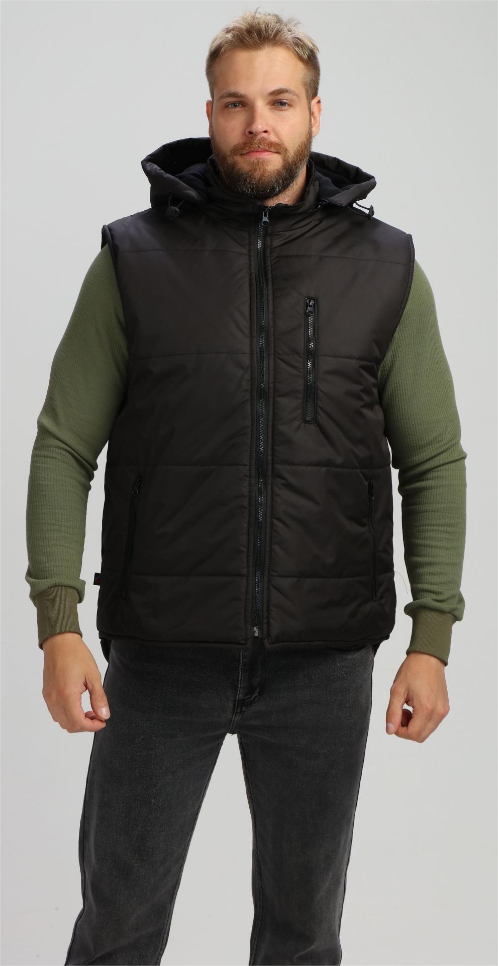 Жилет РЕСПЕКТ утепленный с капюшоном, черный