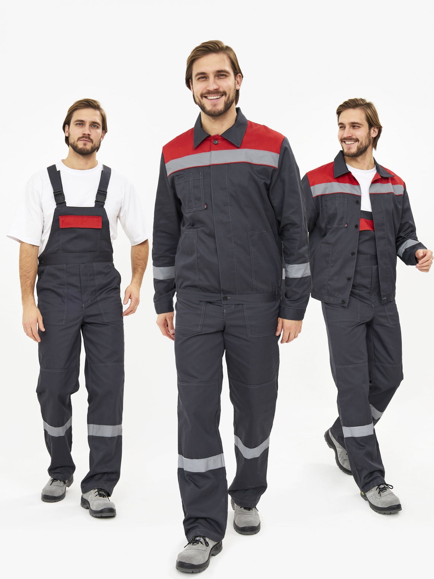 Костюм ЛИГОР-2 Премиум СОП К., т.серый/красный