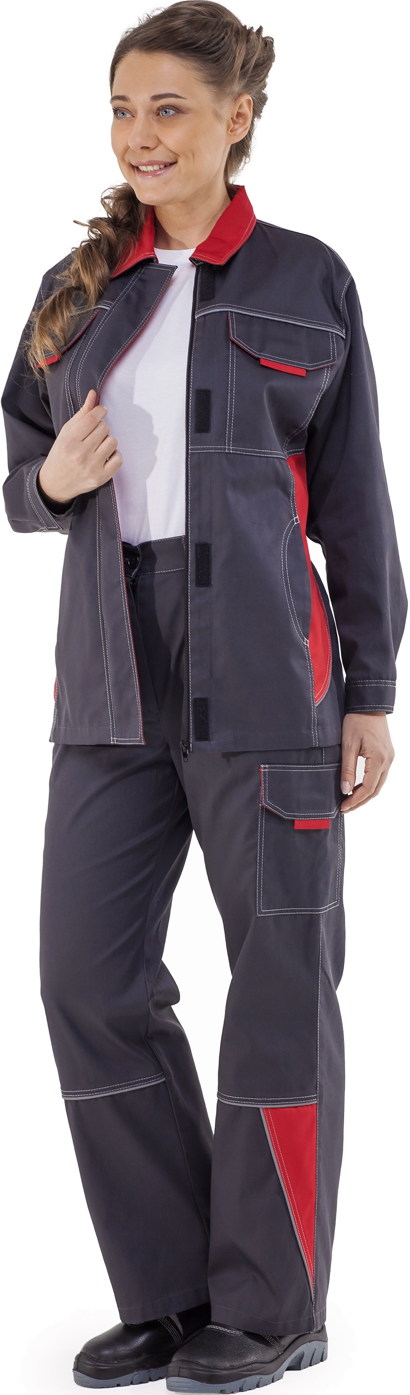 Костюм СТРАЙК, серый-красный, женский