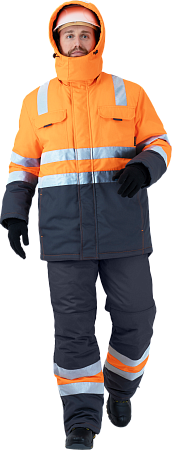 Костюм РЕФЛЕКТ-2 утепленный, флуоресцентный оранжевый-серый